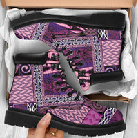 Pink Aotearoa Kowhaiwhai Pattern All Season Boots NZ Maori Quilt Style - Polynesian Pride