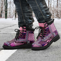Pink Aotearoa Kowhaiwhai Pattern All Season Boots NZ Maori Quilt Style - Polynesian Pride