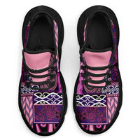 Pink Aotearoa Kowhaiwhai Pattern Clunky Sneakers NZ Maori Quilt Style - Polynesian Pride