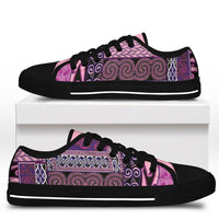Pink Aotearoa Kowhaiwhai Pattern Low Top Shoes NZ Maori Quilt Style - Polynesian Pride