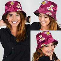 Pink Banana Leaf Hawaii Bucket Hat Lau Maia Plumeria Tropical Summer Vibes