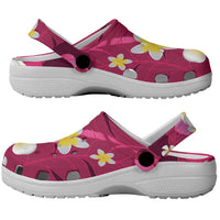Pink Banana Leaf Hawaii Clogs Shoes Lau Maia Plumeria Tropical Summer Vibes