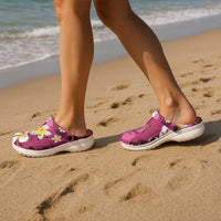 Pink Banana Leaf Hawaii Clogs Shoes Lau Maia Plumeria Tropical Summer Vibes