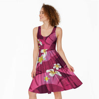 Pink Banana Leaf Hawaii Midi Dress Lau Maia Plumeria Tropical Summer Vibes
