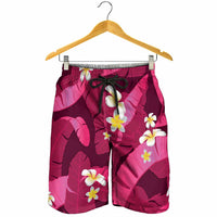 Pink Banana Leaf Hawaii Shorts for Men Lau Maia Plumeria Tropical Summer Vibes