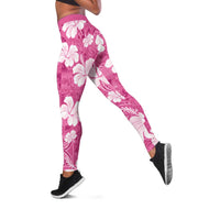 Pink Bula Fiji Masi Hibiscus Seamless Leggings