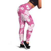 Pink Bula Fiji Masi Hibiscus Seamless Leggings