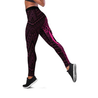 Pink Hawaii Leggings Hammerhead Shark Tattoo Curve Polynesian - Polynesian Pride