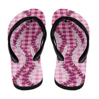 Pink Hawaii Palaka Flip Flops Hawaiian Honohono Lei