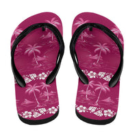 Pink Hawaii Palm Tree Hibiscus Flip Flops Fantasy Summer Vibe LT01 - Polynesian Pride