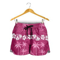 Pink Hawaii Palm Tree Hibiscus Shorts for Women Fantasy Summer Vibe LT01 - Polynesian Pride