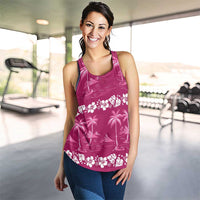 Pink Hawaii Palm Tree Hibiscus Women Racerback Tank Fantasy Summer Vibe LT01 - Polynesian Pride