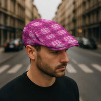 Pink Hawaiian Quilt Jeff Hat Hawaii Pineapple Monstera Palaka Motifs - Polynesian Pride