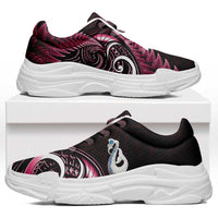 Pink New Zealand Chunky Sneakers Aotearoa Silver Fern With Manaia Maori Unique