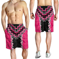 Pink Niho Taniwha Mix Poutama Shorts for Men Unique Taniko Aotearoa - Polynesian Pride