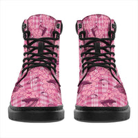 Pink Palaka Hawaii Cowboy All Season Boots Puakenikeni Lei Paniolo Papale Seamless Vibes - Polynesian Pride