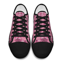 Pink Palaka Hawaii Cowboy Low Top Shoes Puakenikeni Lei Paniolo Papale Seamless Vibes - Polynesian Pride