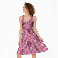 Pink Palaka Hawaii Cowboy Midi Dress Puakenikeni Lei Paniolo Papale Seamless Vibes - Polynesian Pride