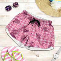 Pink Palaka Hawaii Cowboy Shorts for Women Puakenikeni Lei Paniolo Papale Seamless Vibes LT14 Pink - Polynesian Pride