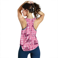 Pink Palaka Hawaii Cowboy Women Racerback Tank Puakenikeni Lei Paniolo Papale Seamless Vibes - Polynesian Pride