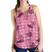 Pink Palaka Hawaii Cowboy Women Racerback Tank Puakenikeni Lei Paniolo Papale Seamless Vibes - Polynesian Pride