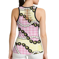 Pink Palaka Hawaii Hollow Tank Top Kukui Nut Pikake Lei Hawaiian Tapa Pattern - Polynesian Pride