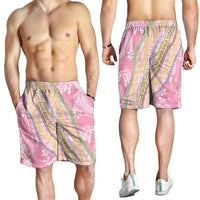 Pink Palaka Hawaii Leis Shorts for Men Hawaiian-plaid Elegant Tropical Vibes - Polynesian Pride