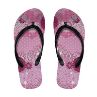 Pink Palaka Japanese Traditional Flip Flops Asanoha Seigaiha Sakura Motif - Polynesian Pride