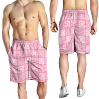 Pink Palaka Quilt Hawaii Shorts for Men Traditional Hawaii-plaid Pattern - Polynesian Pride