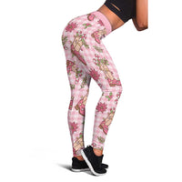 Pink Paniolo Palaka Hawaiian Cowgirl Christmas Leggings - Polynesian Pride