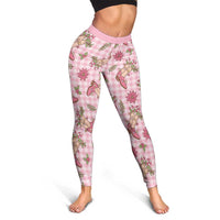 Pink Paniolo Palaka Hawaiian Cowgirl Christmas Leggings - Polynesian Pride