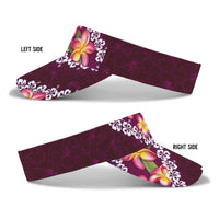 Pink Polynesia Sun Visor Cap Plumeria With Hibiscus Pattern Tropical Vibes LT14 - Polynesian Pride
