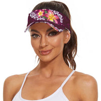 Pink Polynesia Sun Visor Cap Plumeria With Hibiscus Pattern Tropical Vibes LT14 - Polynesian Pride