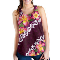 Pink Polynesia Women Racerback Tank Plumeria With Hibiscus Pattern Tropical Vibes - Polynesian Pride