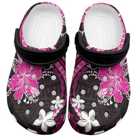 Pink Polynesian Pattern With Tropical Flowers Clogs Shoes - Polynesian Pride