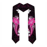 Pink Polynesian Pattern With Tropical Flowers Graduation Stole