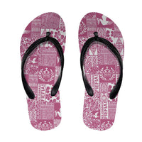 Pink Tonga Kilisimasi Fiefia Flip Flops Pacific Patchwork Xmas Vibes - Polynesian Pride