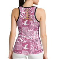Pink Tonga Kilisimasi Fiefia Hollow Tank Top Pacific Patchwork Xmas Vibes - Polynesian Pride