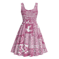 Pink Tonga Kilisimasi Fiefia Midi Dress Pacific Patchwork Xmas Vibes - Polynesian Pride