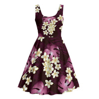 Pink Tropical Hawaii Midi Dress Seamless Monstera Plumeria Hawaiian Pattern - Polynesian Pride