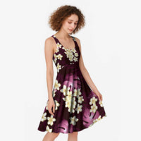 Pink Tropical Hawaii Midi Dress Seamless Monstera Plumeria Hawaiian Pattern - Polynesian Pride