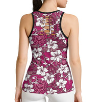 Piqi Bula Fiji Hollow Tank Top Fijian Tapa Seamless Hibiscus - Polynesian Pride