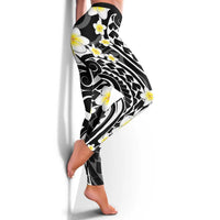 Plumeria With Black Polynesian Tattoo Pattern Leggings - Polynesian Pride