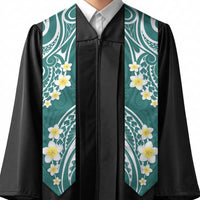 Plumeria With Teal Polynesian Tattoo Pattern Graduation Stole