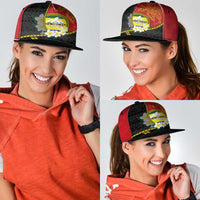 PNG Morobe Provins Snapback Cap Papua New Guinea Plumeria Melanesian Pattern - Polynesian Pride