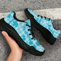 Polu Aloha Hawaii Chunky Sneakers Plumeria Lei With Palaka Motif - Polynesian Pride