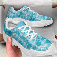 Polu Aloha Hawaii Chunky Sneakers Plumeria Lei With Palaka Motif - Polynesian Pride