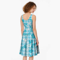 Polu Aloha Hawaii Midi Dress Plumeria Lei With Palaka Motif - Polynesian Pride