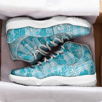 Polu Aloha Hawaii Sneakers J11 Plumeria Lei With Palaka Motif - Polynesian Pride
