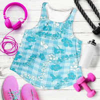 Polu Aloha Hawaii Women Racerback Tank Plumeria Lei With Palaka Motif - Polynesian Pride